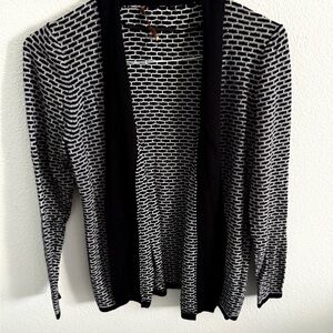 Belldini Black and White Open-Front Cardigan